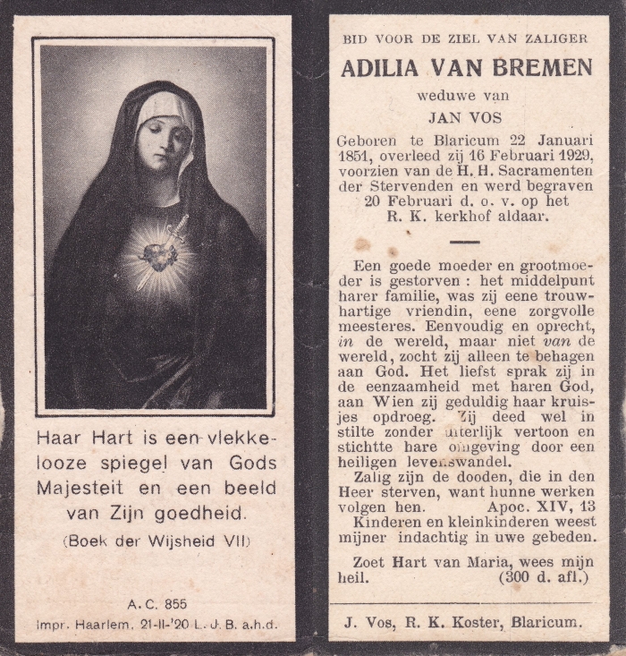 Adilia van Breemen 1851 - 1929