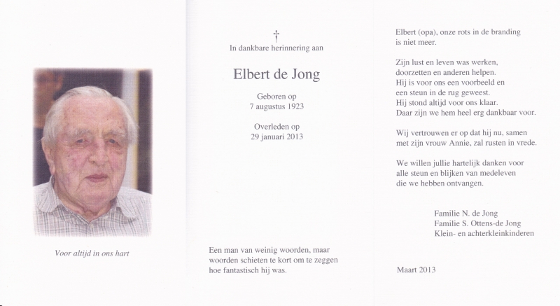 Elbert de Jong 1923 - 2013