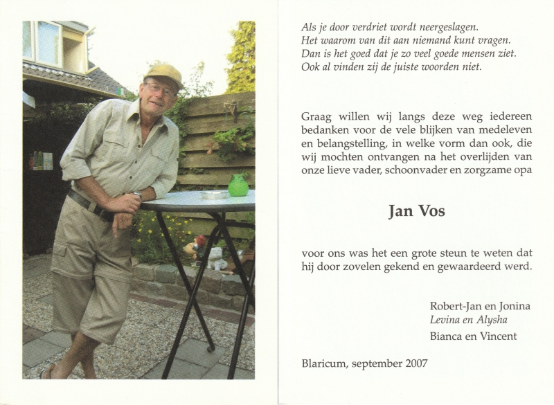 Jan Vos 1947 - 2007