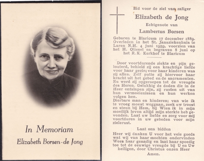 Elizabeth de Jong  1889 - 1959