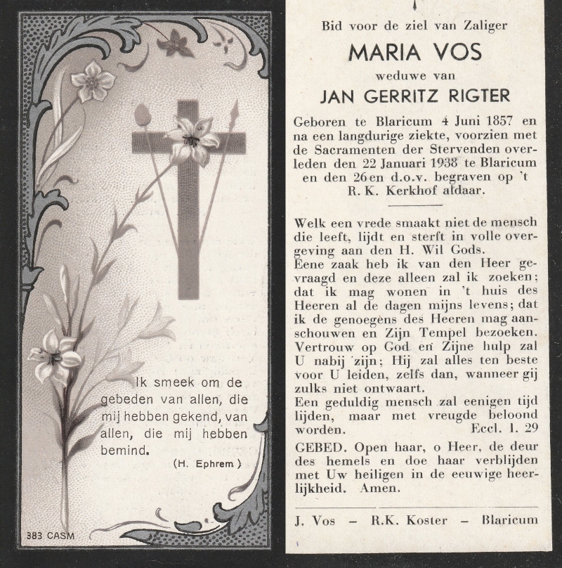 Maria Vos 1857 - 1938