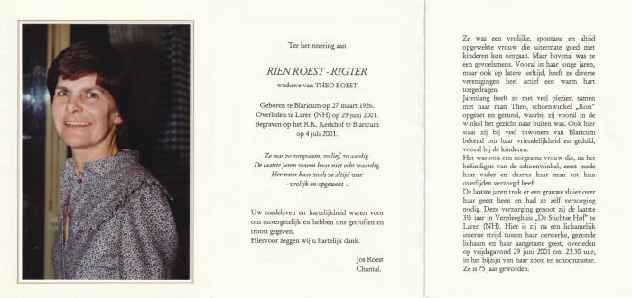 Rien Rigter 1926 - 2001