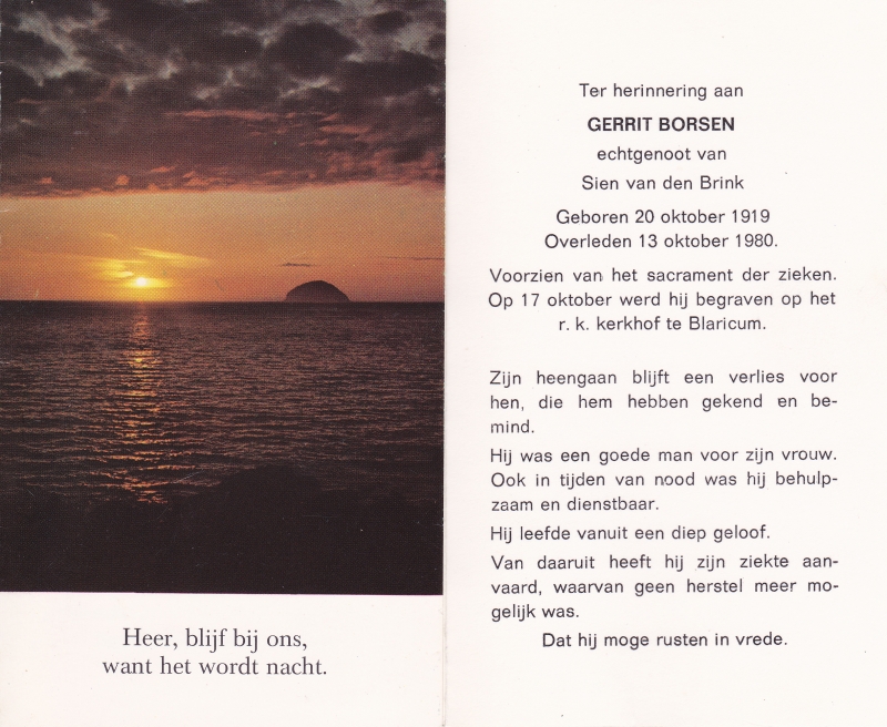 Gerrit Borsen 1919 - 1980