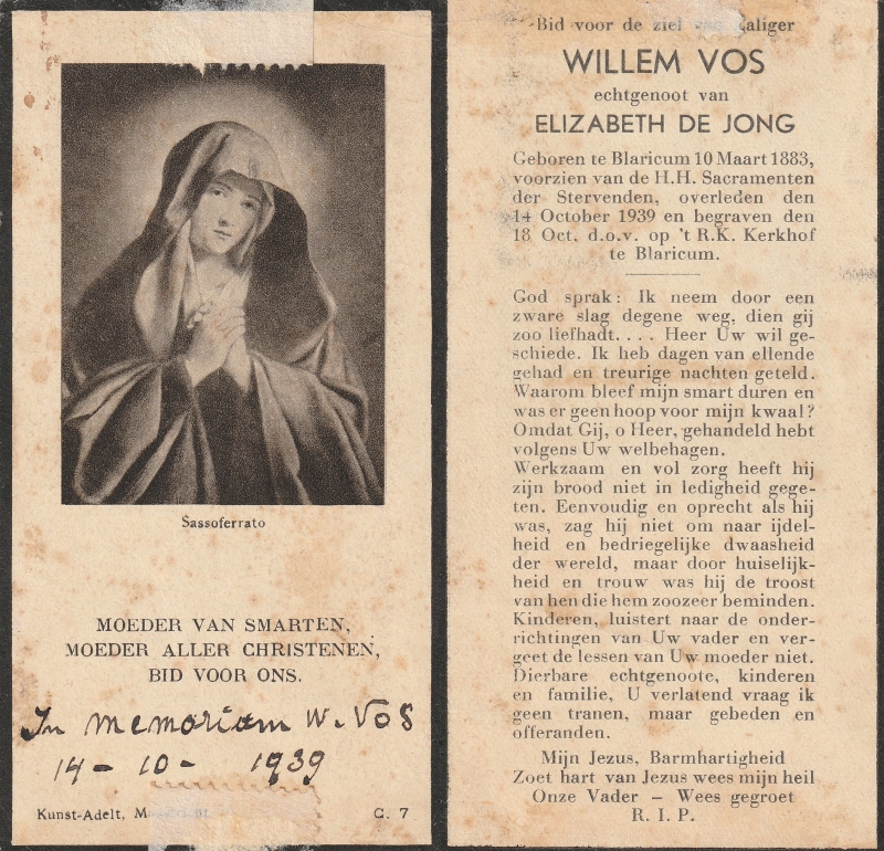 Willem Vos 1883 - 1939