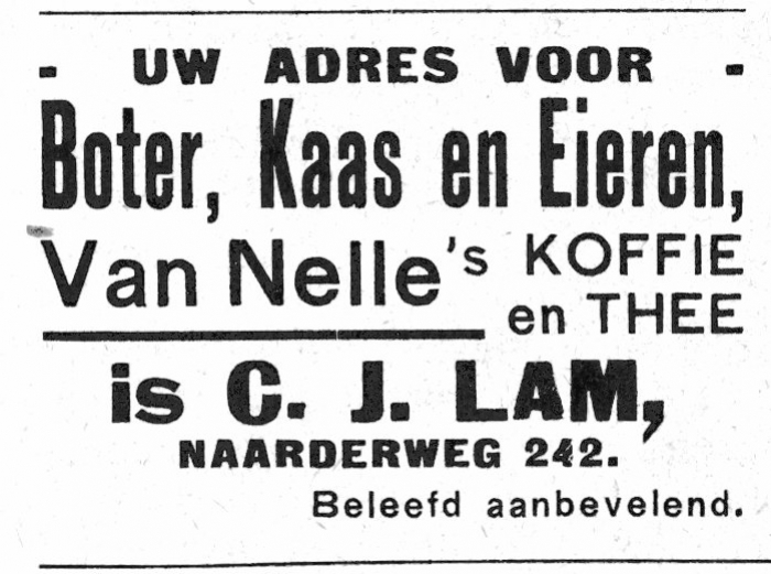 advertentie uit de krant van 1922