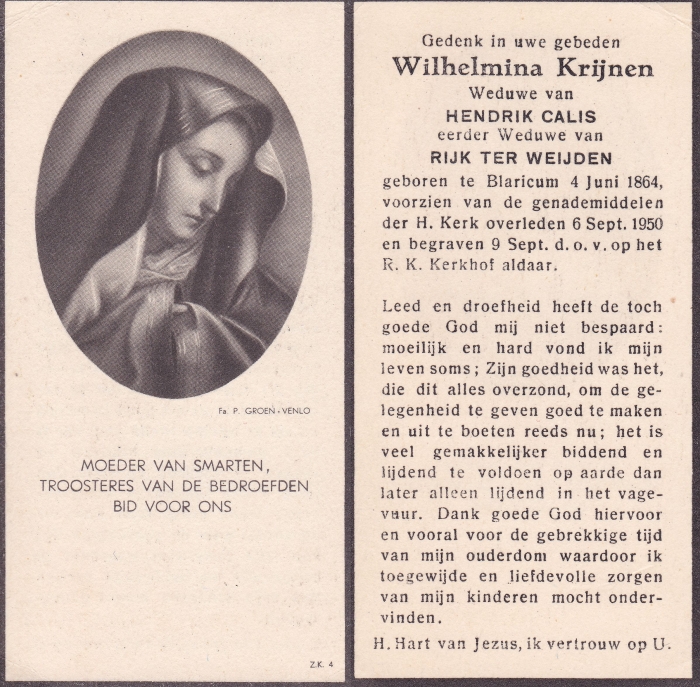 Wilhelmina Krijnen 1864 - 1950