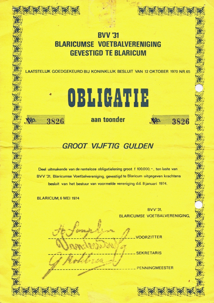 obligatie BVV 31 uit 1974