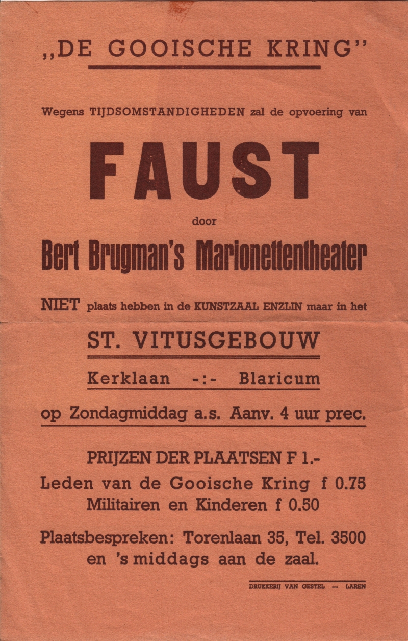 Poster Brugman&#039;s Marionettentheater