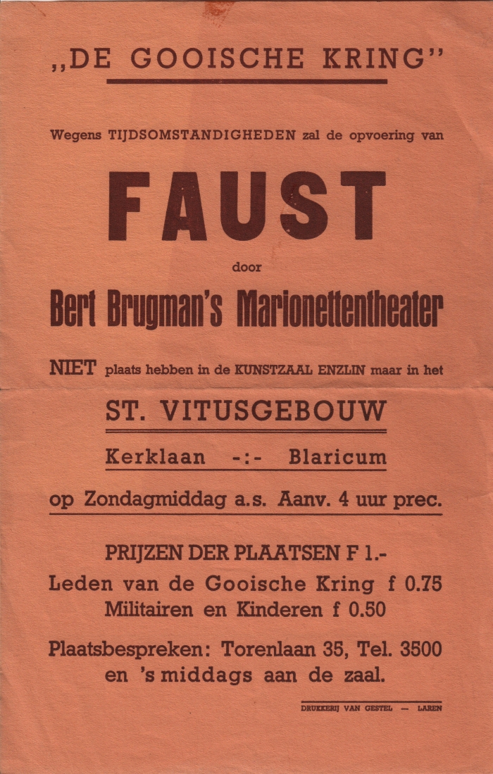 Poster Brugman&#039;s Marionettentheater