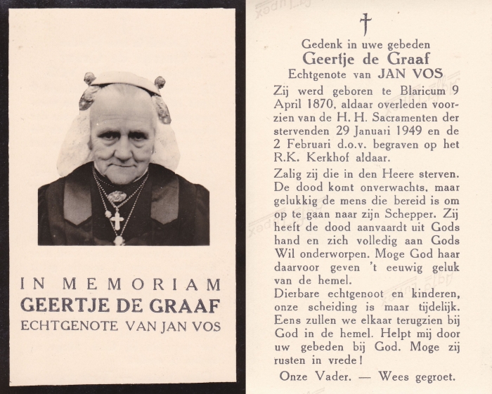 Geertje de Graaf  1879 - 1949