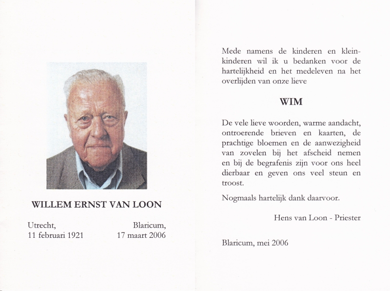 Willem van Loon 1921 - 2006
