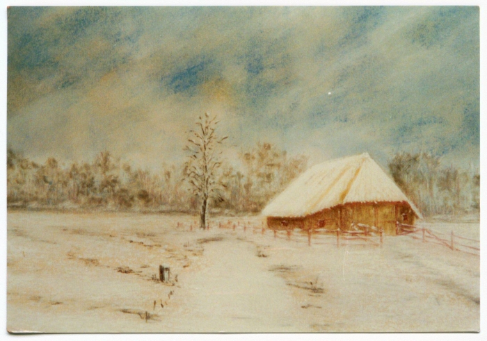 schaapskooi in de winter, tekening Bezemer