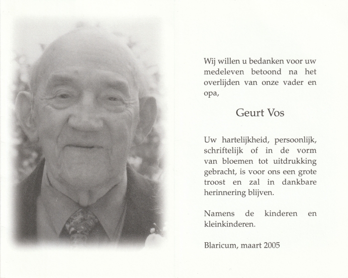 Geurt Vos 1909 - 2004