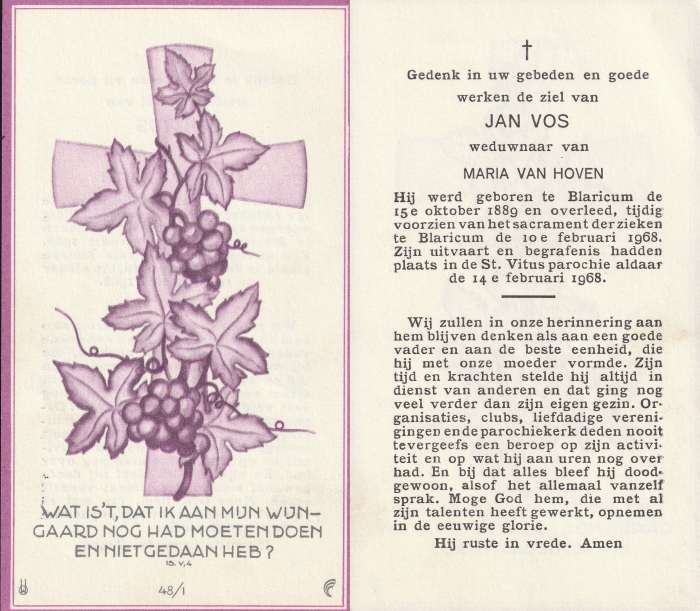 Jan Vos 1889 - 1968